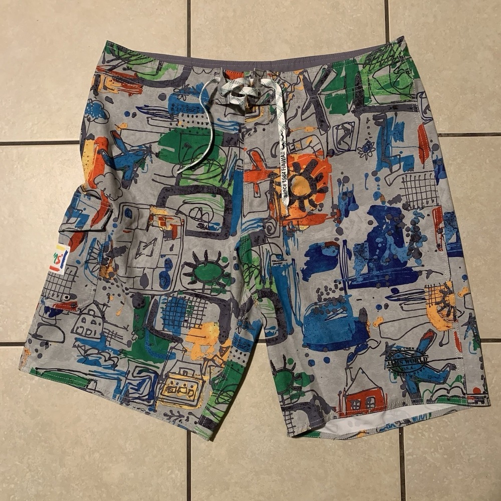 Jams World Surfline Men's 36 Hawaiian Abstract Print Board Shorts